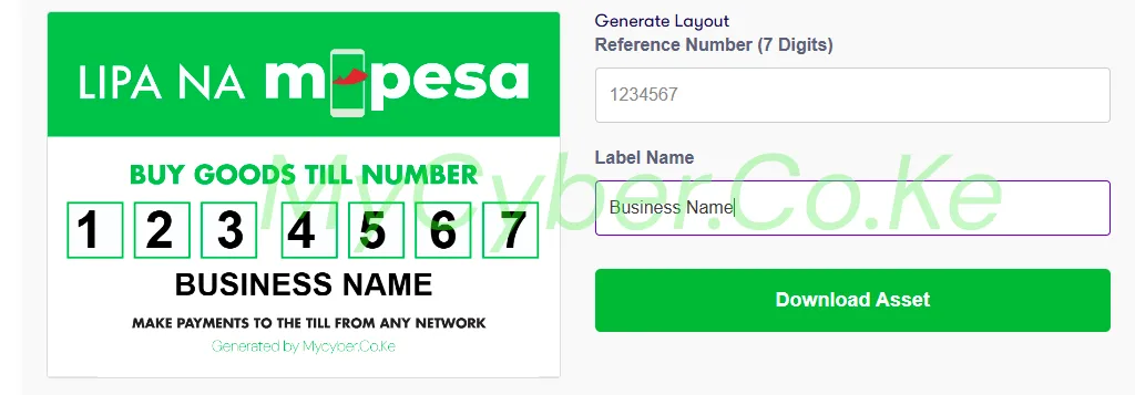 Free Mpesa poster generator — Lipa na Mpesa buy goods till number poster preview and download button