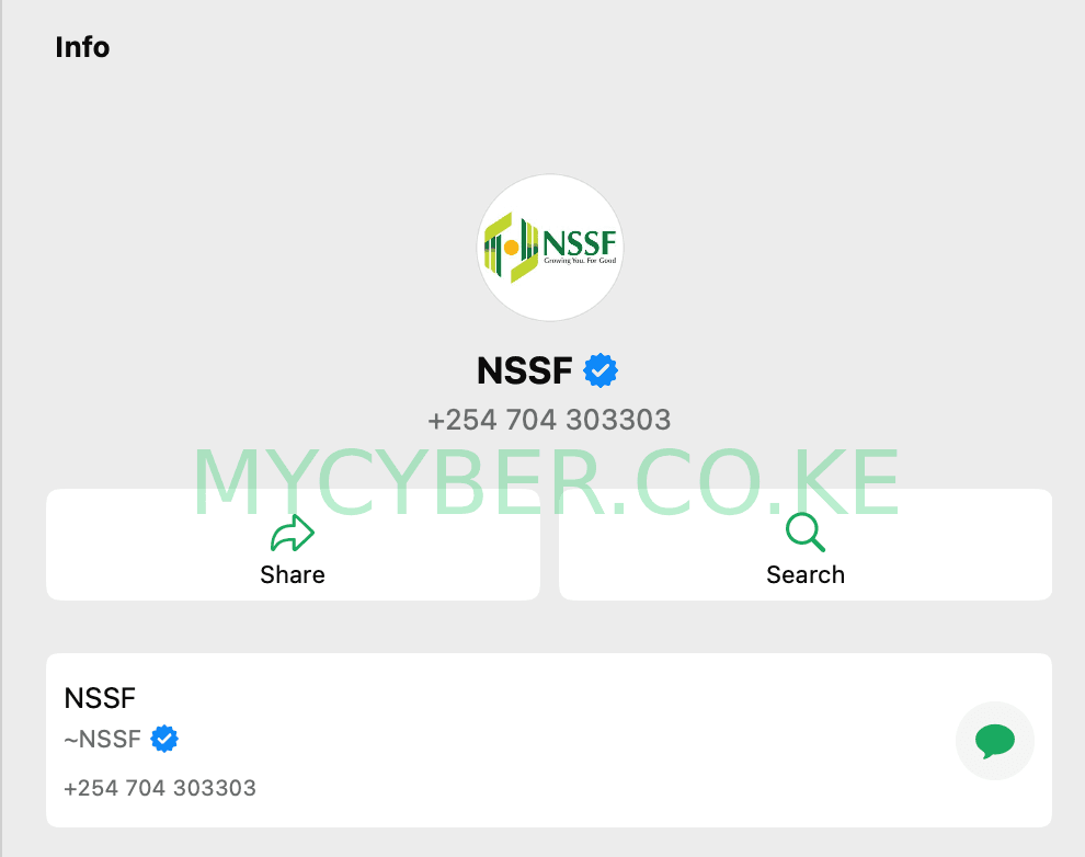 NSSF official WhatsApp number 0704 303 303 for checking your NSSF number