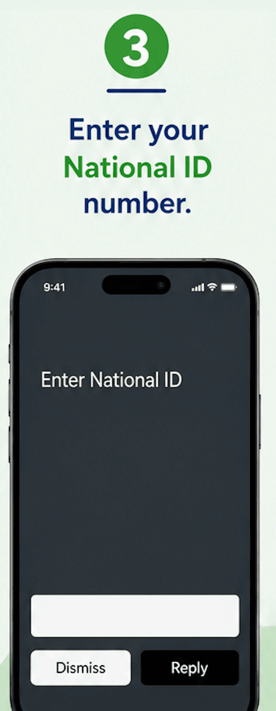 Entering National ID number on SHA USSD screen